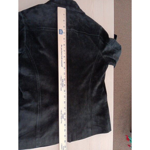 Vintage Liz Claiborne Jacket Small Black Suede Full Zip Lined Pockets Pristine - Picture 7 of 7
